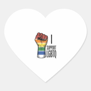 Ich unterstütze LGBTQ Vintage Pride Fist Shirt Des Herz-Aufkleber