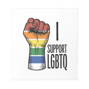 Ich unterstütze LGBTQ Vintage Pride Fist Shirt Des Notizblock