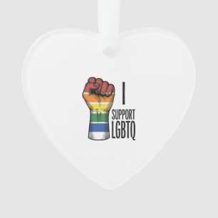 Ich unterstütze LGBTQ Vintage Pride Fist Shirt Des Ornament