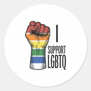 Ich unterstütze LGBTQ Vintage Pride Fist Shirt Des Runder Aufkleber