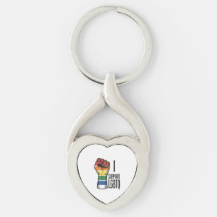 Ich unterstütze LGBTQ Vintage Pride Fist Shirt Des Schlüsselanhänger