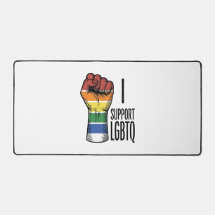 Ich unterstütze LGBTQ Vintage Pride Fist Shirt Des Schreibtischunterlage