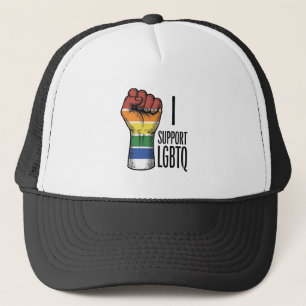Ich unterstütze LGBTQ Vintage Pride Fist Shirt Des Truckerkappe
