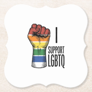 Ich unterstütze LGBTQ Vintage Pride Fist Shirt Des Untersetzer