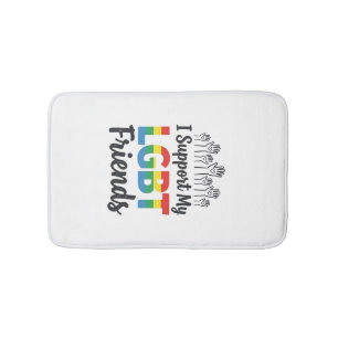Ich unterstütze meine LGBT-Freunde Regenbogen-Stol Badematte
