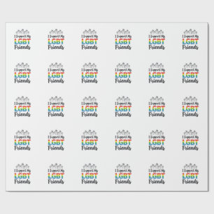 Ich unterstütze meine LGBT-Freunde Regenbogen-Stol Geschenkpapier