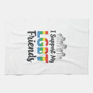 Ich unterstütze meine LGBT-Freunde Regenbogen-Stol Geschirrtuch