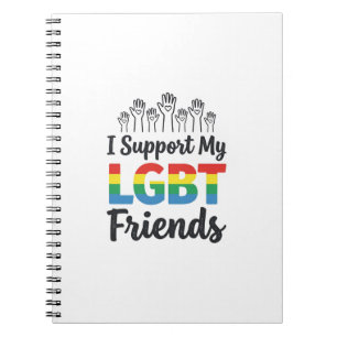 Ich unterstütze meine LGBT-Freunde Regenbogen-Stol Notizblock