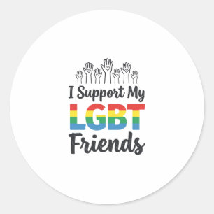 Ich unterstütze meine LGBT-Freunde Regenbogen-Stol Runder Aufkleber