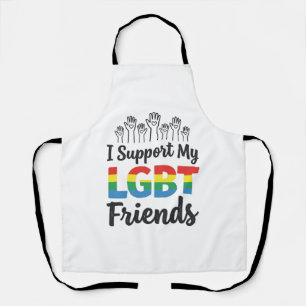 Ich unterstütze meine LGBT-Freunde Regenbogen-Stol Schürze