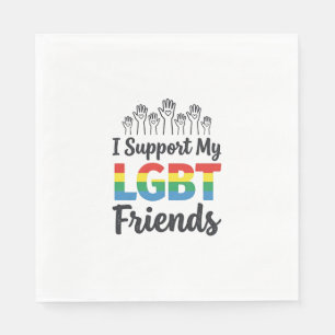 Ich unterstütze meine LGBT-Freunde Regenbogen-Stol Serviette