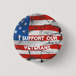 ICH UNTERSTÜTZE UNSERE VETERANER, DAS AMERIKANISC BUTTON