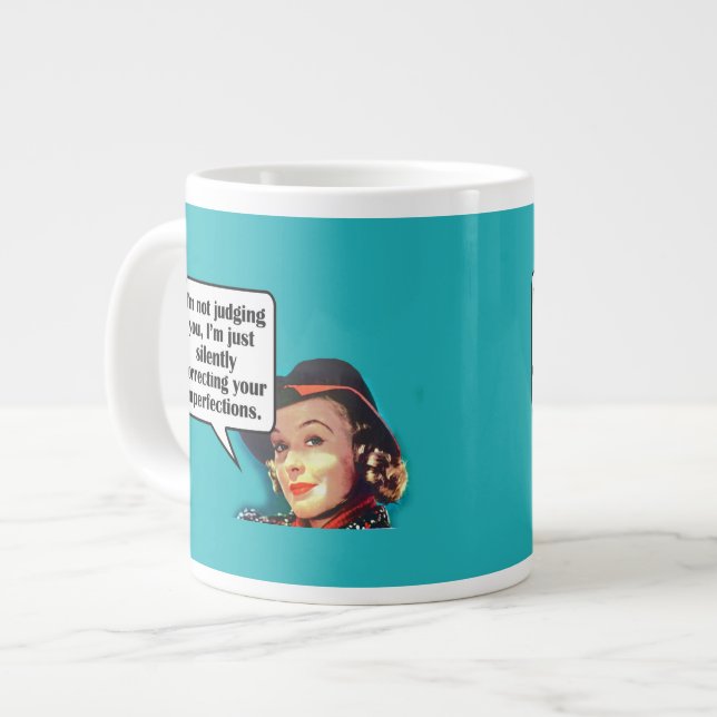 Ich urteile dich nicht... Retro-Frau Jumbo-Tasse (Vorderseite Links)