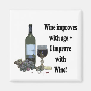 Ich verbessere mit Wein, humorvoller Wein-Magnet Magnet