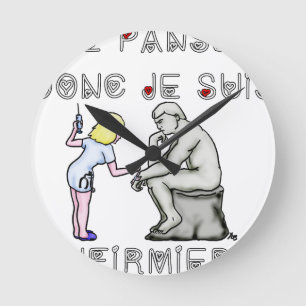 Ich verbinde mich also ich bin (Krankenschwester) Runde Wanduhr
