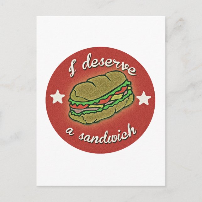 Ich verdiene ein Sandwich Postkarte (Vorderseite)