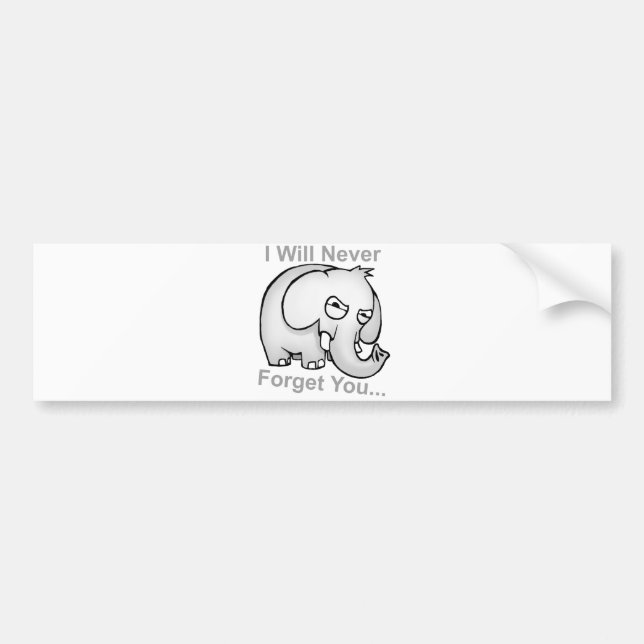 Ich vergesse Sie nie… Elefant Autoaufkleber (Vorne)