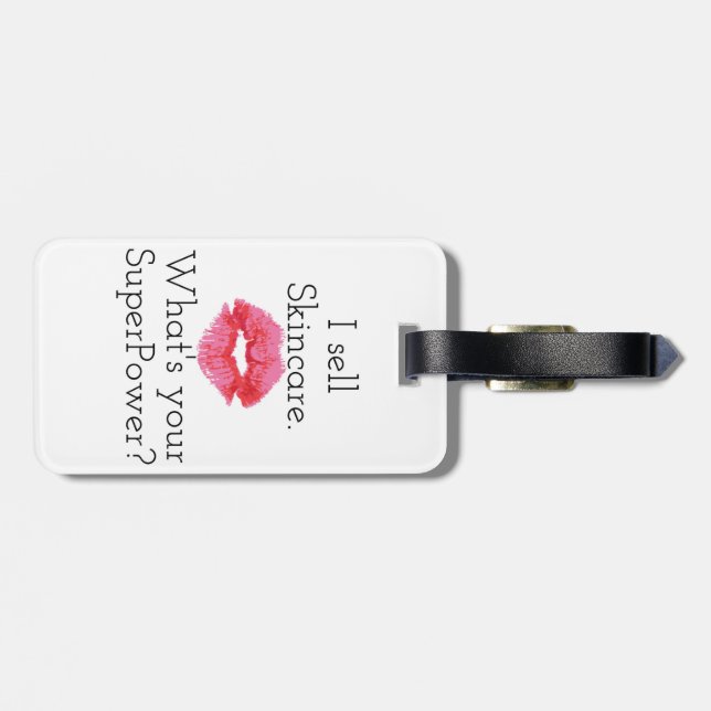 Ich verkaufe Skincare. Was ist Ihre Supermacht? Gepäckanhänger (Rückseite horizontal)