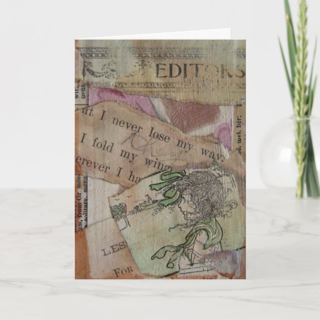 Ich verliere nie meine Mixed Media Collage Karte (Vorderseite)