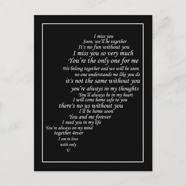 Ich vermisse auch deinen Text in der Hälfte des He Postkarte (Vorderseite)