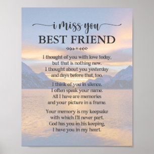 Ich vermisse dich als besten Freund Poster