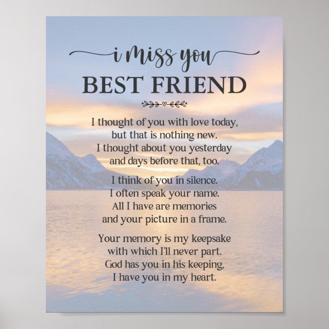 Ich vermisse dich als besten Freund Poster (Vorne)