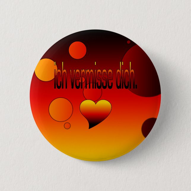Ich Vermisse Dich! Deutsche Flagge färbt Pop-Kunst Button (Vorderseite)
