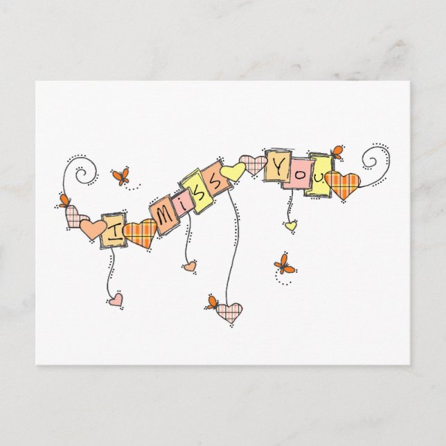 Ich vermisse dich Doodles Postkarte (Vorderseite)