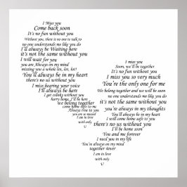 Ich vermisse dich - gebrochenes Herz Poster