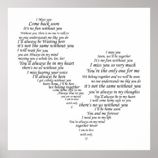 Ich vermisse dich - gebrochenes Herz Poster