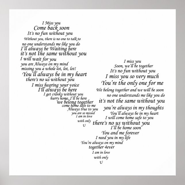 Ich vermisse dich - gebrochenes Herz Poster (Vorne)