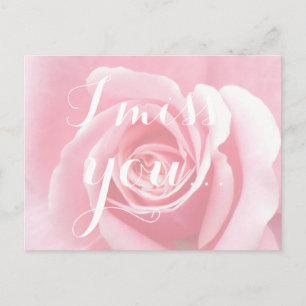 Ich vermisse dich, Handwriting Typografie Pink Ros Postkarte