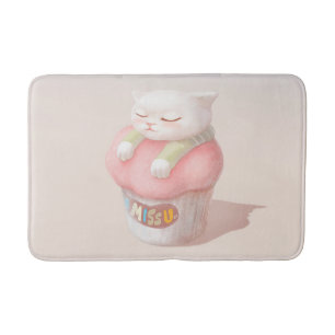 Ich vermisse dich: Kawaii schlafende Katze Cupcake Badematte