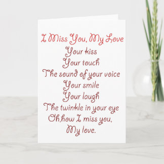 Ich vermisse dich, meine Liebe Gedicht Rot auf Rot Karte