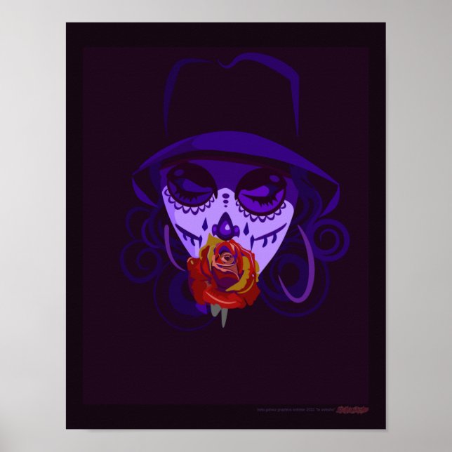 Ich vermisse dich mit einem Rose Day of the Dead Poster (Vorne)