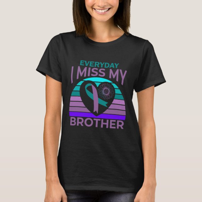 Ich vermisse mein Brother Heart Ribbon Suicide Awa T-Shirt (Vorderseite)