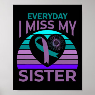 Ich vermisse meine Schwester Heart Ribbon Suicide Poster