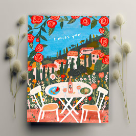 Ich vermisse Sie das Mittagessen in der ländlichen Postkarte