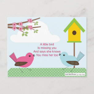 Ich vermisse Sie Gedicht von einem Mädchen: Geburt Postkarte