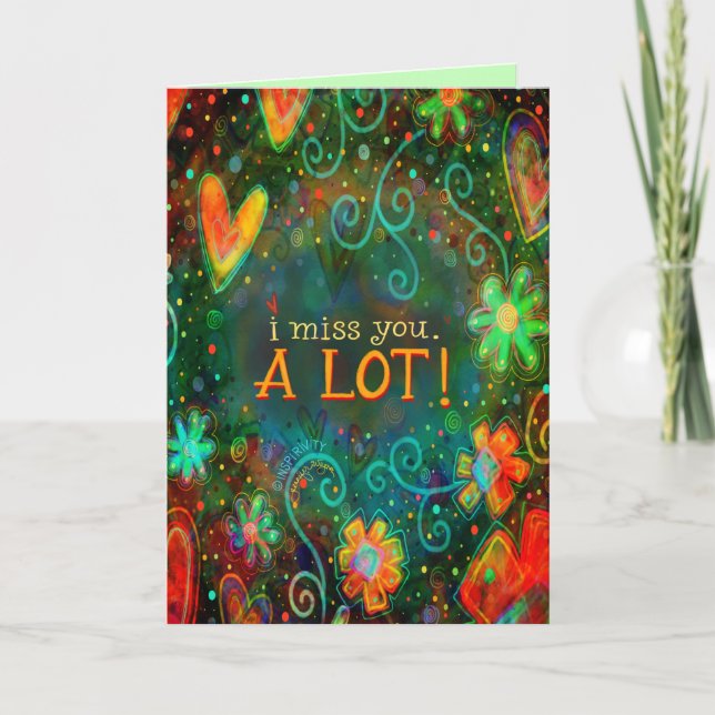 Ich vermisse Sie Whimsical Floral Heart Hübsch Karte (Vorderseite)