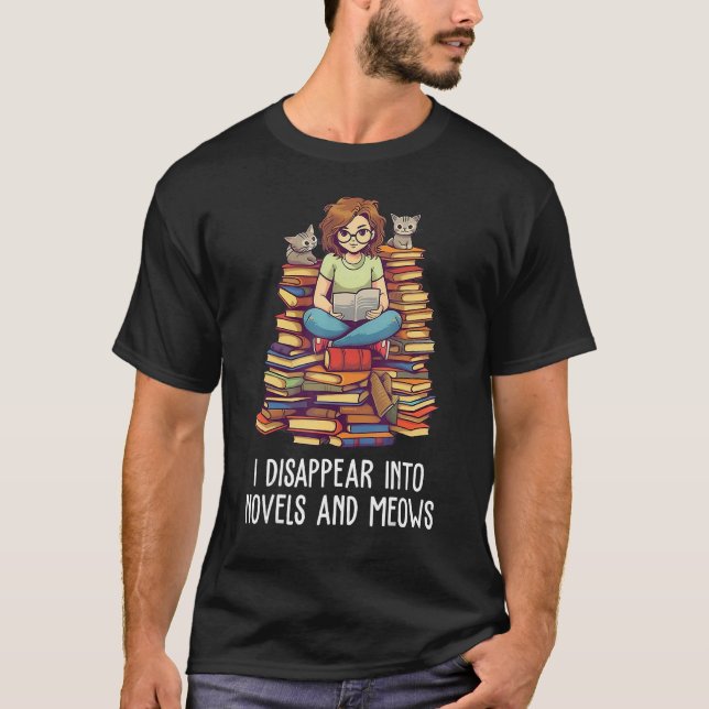 Ich verschwinde in Romane und Mäuse Buch Nerd Libr T-Shirt (Vorderseite)