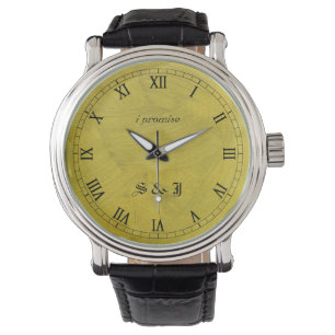 Ich verspreche goldene Monogramm-Armbanduhr mit Bü Armbanduhr