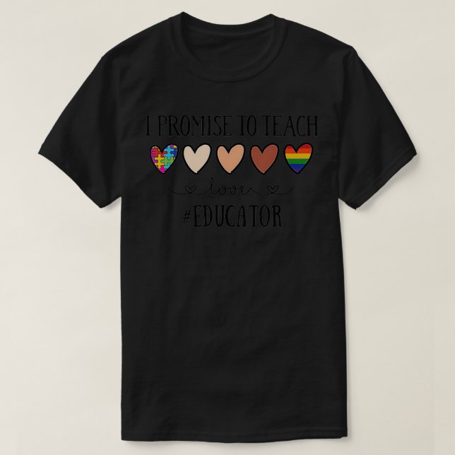 Ich verspreche, Liebe Lehrerin Herz zu lehren T-Shirt (Design vorne)