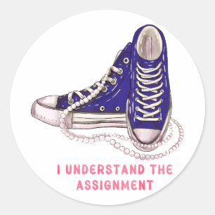Ich verstehe die Art der "Assignment Blue Sneakers Runder Aufkleber