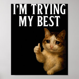 Ich versuche mein Bestes Lustiges weinendes Katzen Poster
