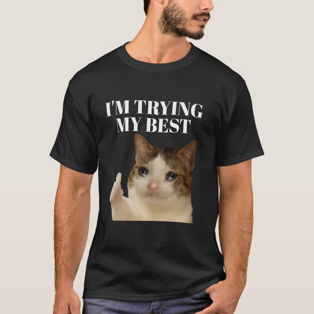 Ich versuche mein lustigstes, weinendes Katzenmeme T-Shirt (Vorderseite)