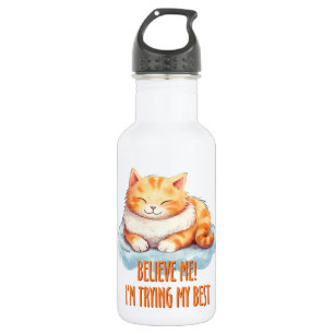 Ich versuche meine Niedlichste Orangenkatze Edelstahlflasche