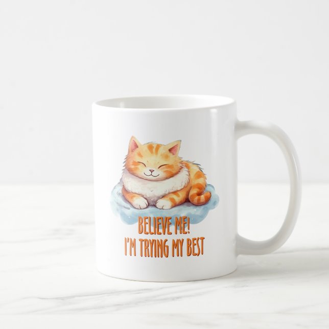 Ich versuche meine Niedlichste Orangenkatze Kaffeetasse (Rechts)