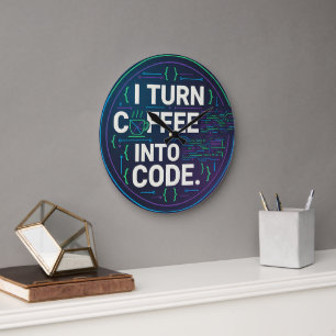 Ich verwandele Kaffee in Code – Lustiges Progra Große Wanduhr
