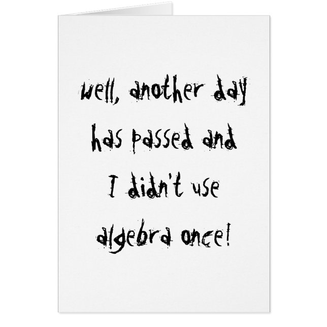 Ich verwendete nicht Algebra (Vorne)